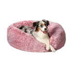 Pink dog calming bed for medium large dogs Dog calming bed Calming pet bed Cozy dog bed Comfortable pet sleeping area Anxiety relief dog bed Plush pet bed Relaxing dog sleep space Serene pet resting spot Soft and snug dog bed Tranquil pet sleep haven